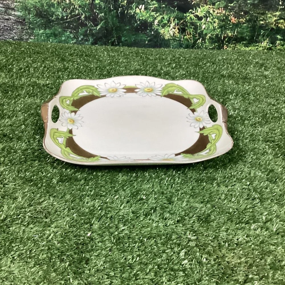 Antique Bavaria Porcelain Hand Painted Daisy Platter Small